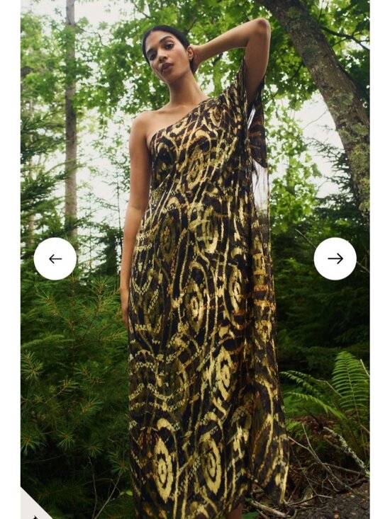 Marie Oliver Dresses & Skirts - NEW $578 Marie Oliver Farrow Luxe Silk Metallic One-Shoulder Kaftan Maxi Dress